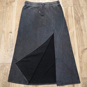 New AKIRA Label Grey Sweatshirt Maxi Skirt - Drawstring Slit - Plus Size 1X